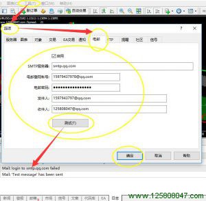 MT4电邮配置界面