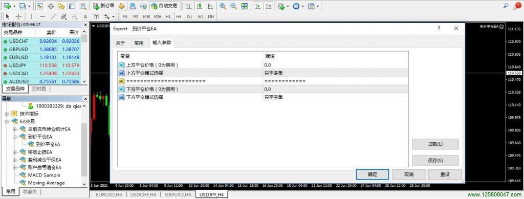 到价平仓EA安装及使用说明-峰汇在线