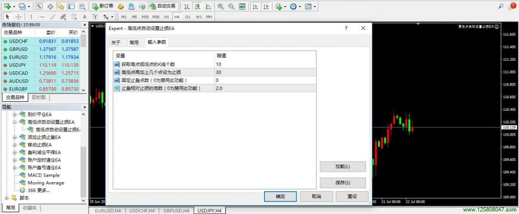 高低点自动设置止损EA安装及使用说明-峰汇在线