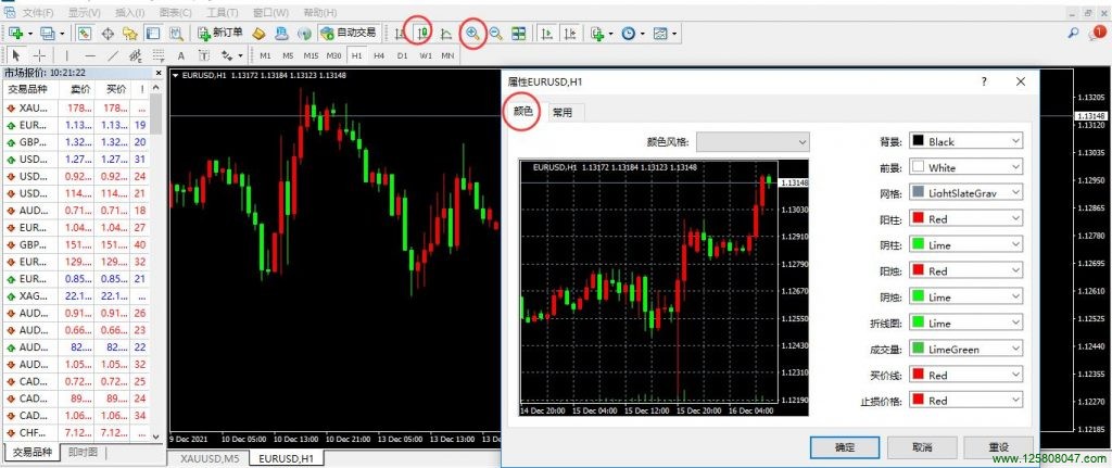 mt4设置蜡烛颜色