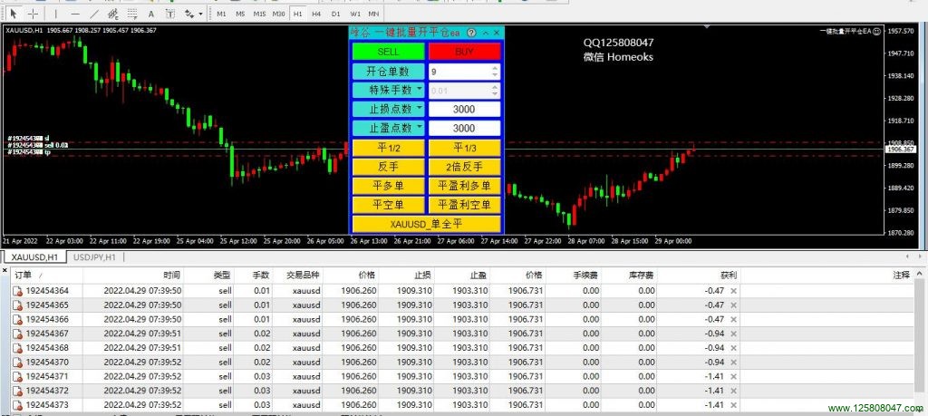一键批量开平仓EA