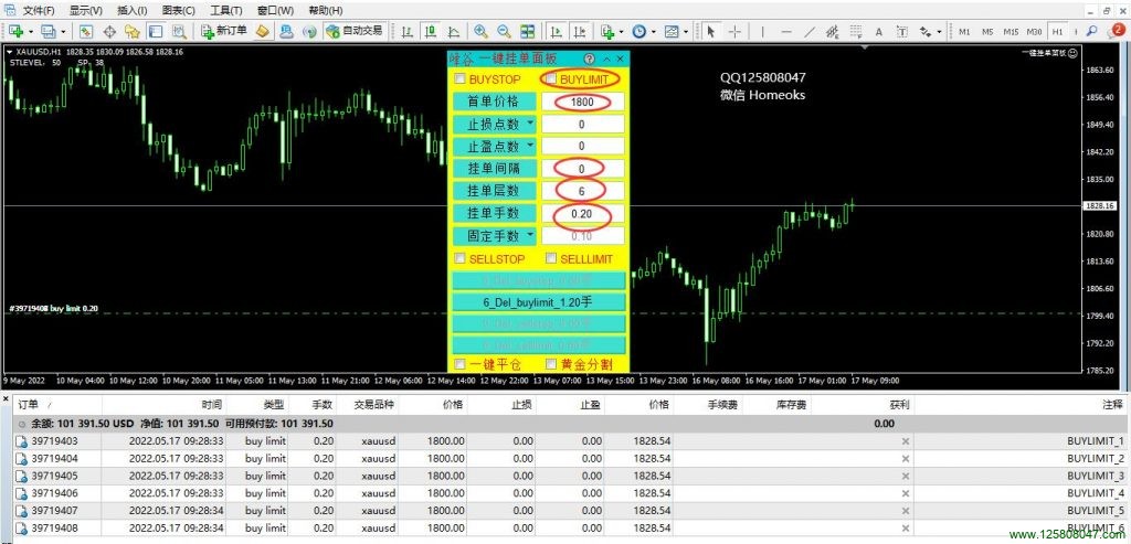 MT4一键挂单面板相同价位挂多个单子说明