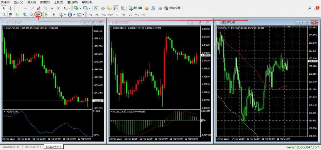 MT4纵向排列图表窗口